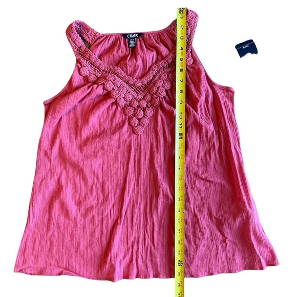 Chaps Pale Red Crocheted Lace Blouse top. Size Small - Picture 11 of 13